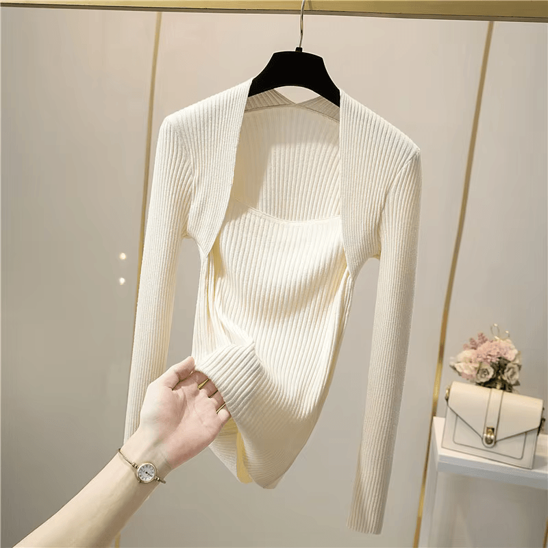 WW | Weicher, Warmer Strickpullover Mit Quadratischem Kragen