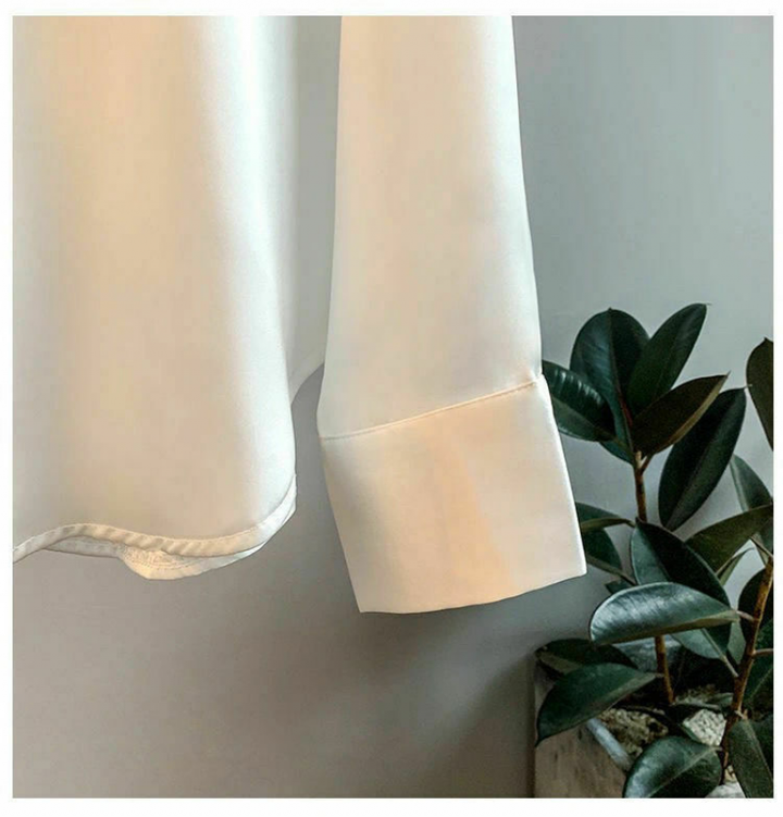 W&W Mode | Langärmelige Button-Up Satin Bluse für Frauen