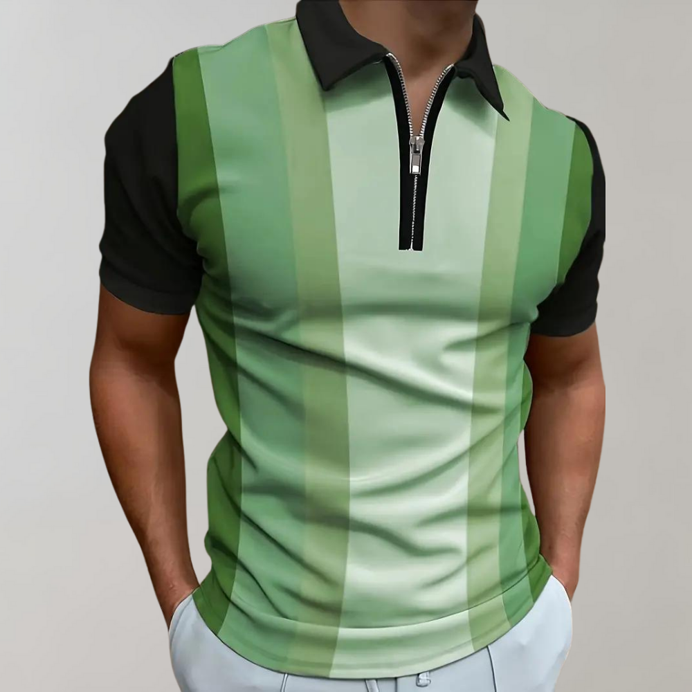 WW | Gestreifte Polo Mit Reißverschluss Für Herren Trendy & Komfortabel
