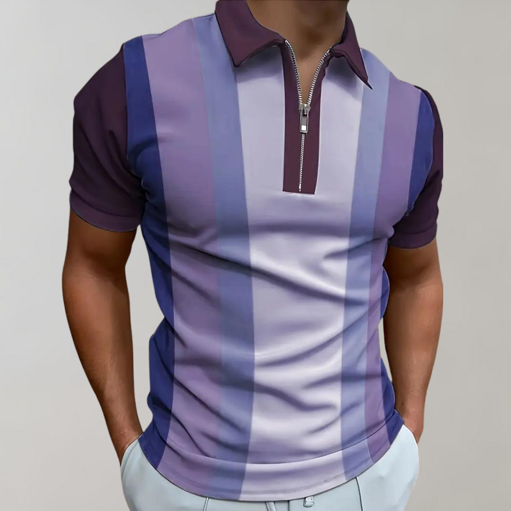 WW | Gestreifte Polo Mit Reißverschluss Für Herren Trendy & Komfortabel