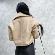 Kunstlederjacke | Kurze Damenjacke mit Fleecefutter für Herbst und Winter