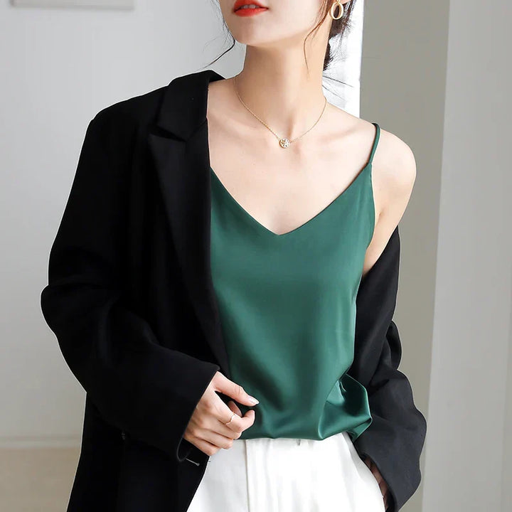 W&W Mode | Neck Satin Crop Top Damen