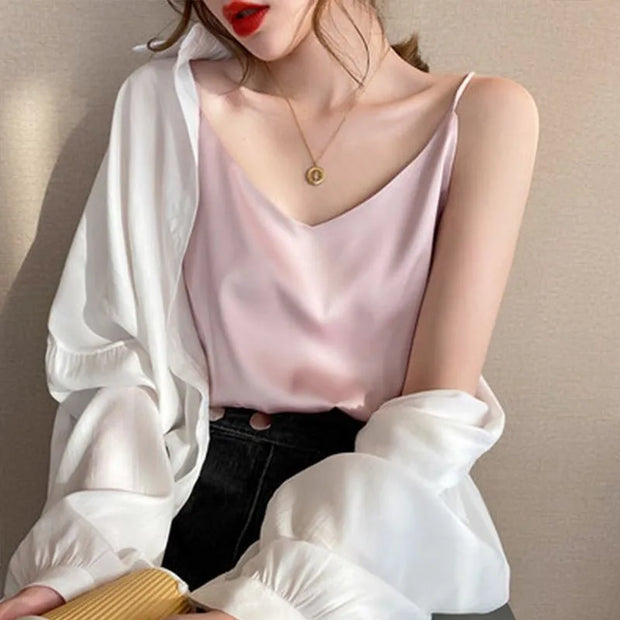 WW | Neck Satin Crop Top Damen
