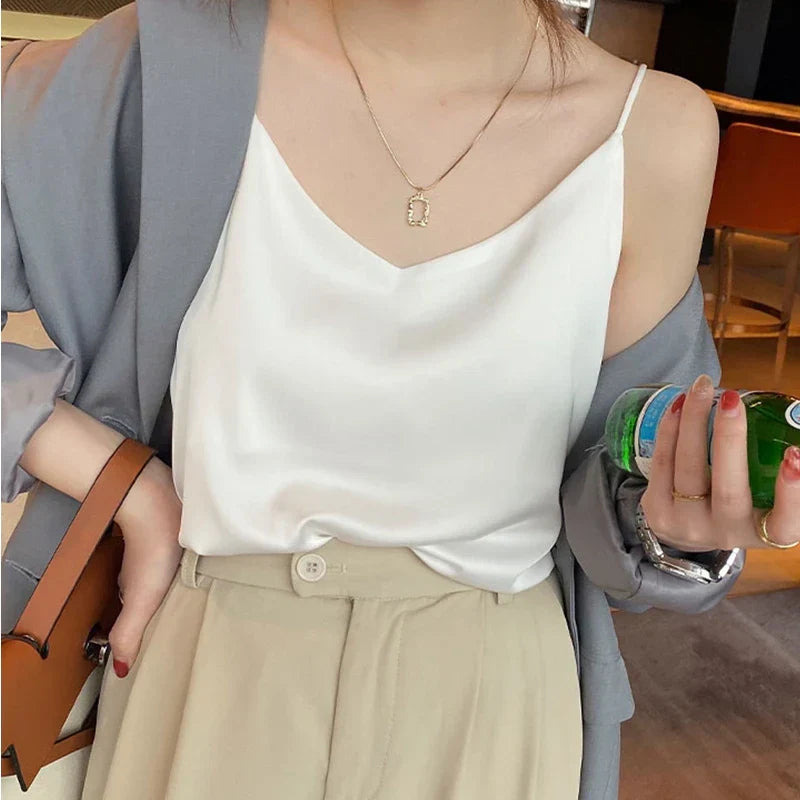 WW | Neck Satin Crop Top Damen