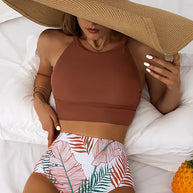 W&W | Luxus Bikini 2024 Damen Badeanzug mit hohem Ausschnitt