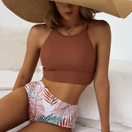 WW | Damen Bikini Set Mit Hoher Taille Und Tropischem Design