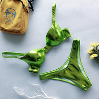 WW | Glänzendes Metallic Push up Bikinisatz Für Damen
