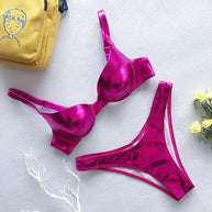WW | Glänzendes Metallic Push up Bikinisatz Für Damen
