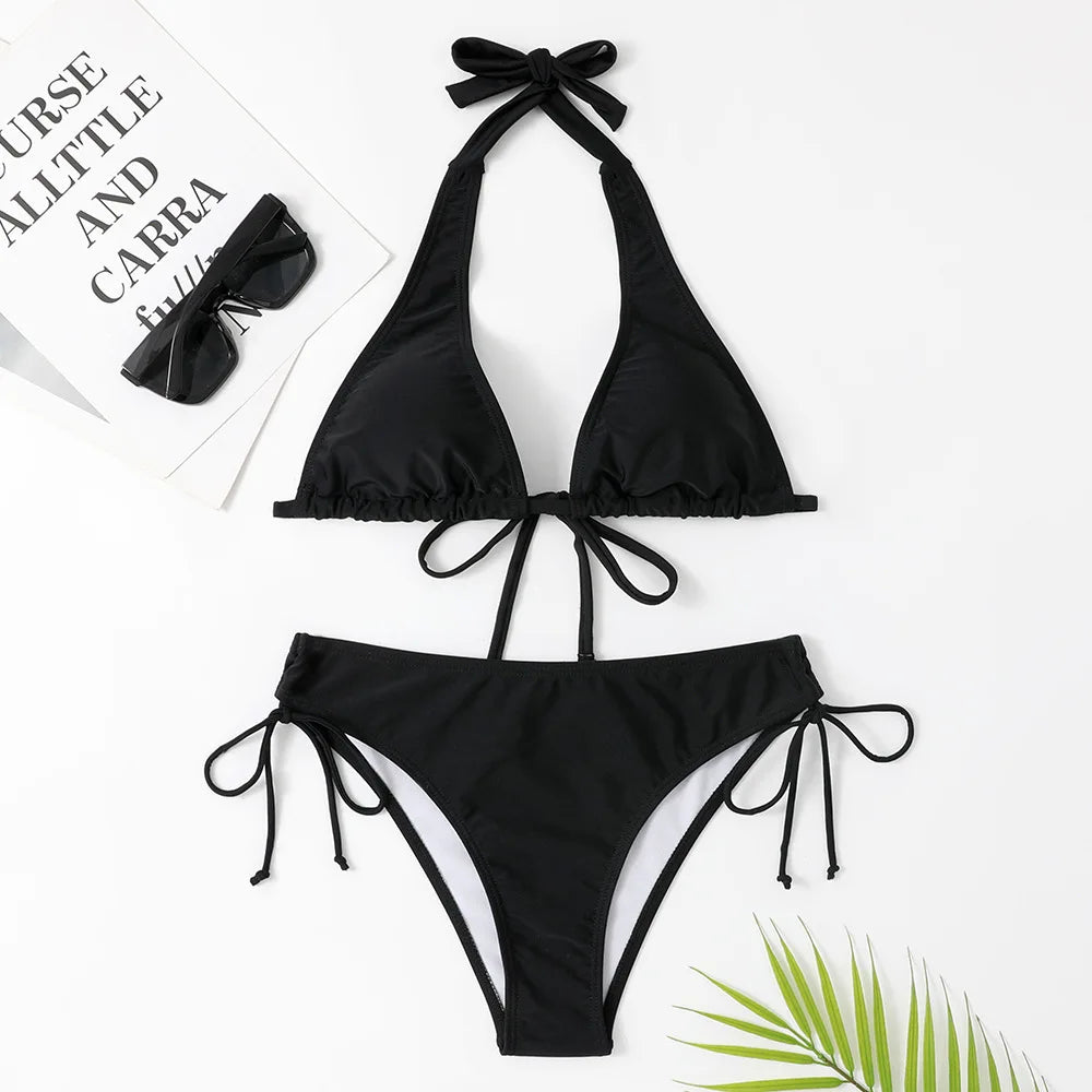 W&W Mode - Eleganter Triangel-Bikini in Schwarz