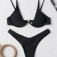 WW – Bügel-Bikini-Set: Push-up-BH und Tanga-Bademode für Damen