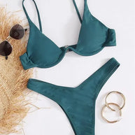 WW – Bügel-Bikini-Set: Push-up-BH und Tanga-Bademode für Damen