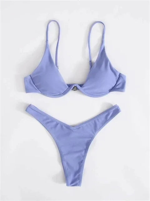 WW – Bügel-Bikini-Set: Push-up-BH und Tanga-Bademode für Damen