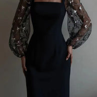 WW | Abend- Und Partykleid Mit Quadratischem Ausschnitt Und Langen Ärmeln