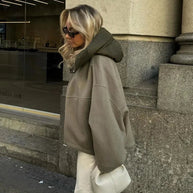 W&W - Lässige lockere Frauen Kapuzenjacke