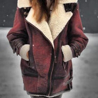 W&W - Wildleder-Sherpa-Jacke für Frauen
