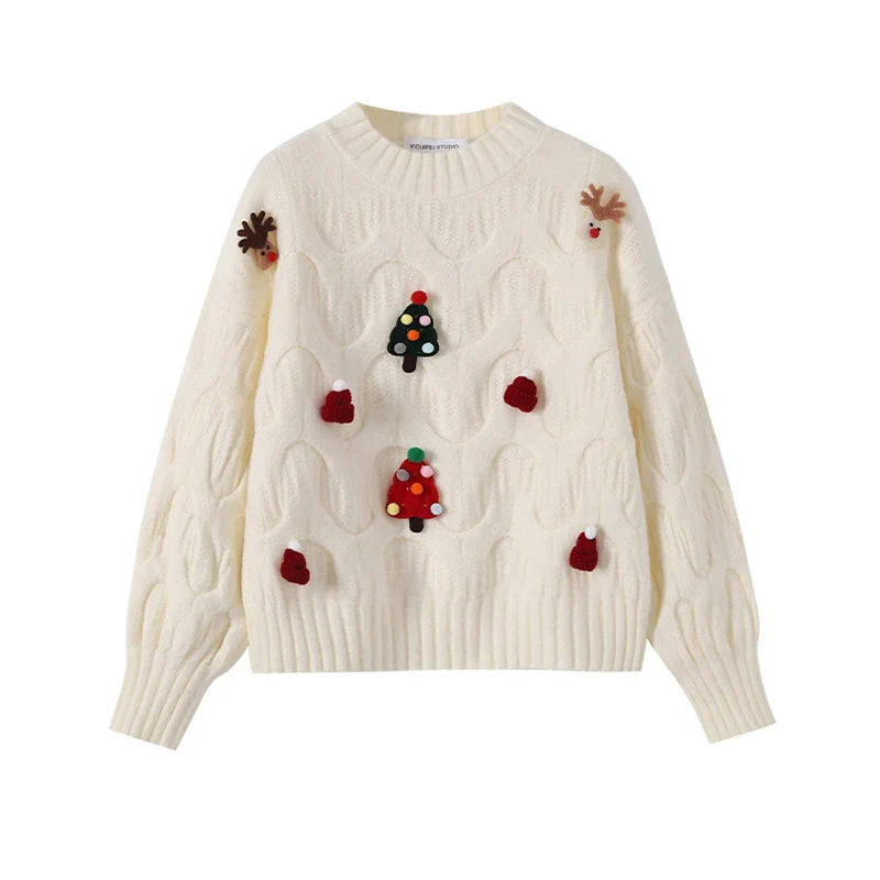 WW - Hässlicher Weihnachtspulli - Damen Weihnachtspullover im Vintage-Stil