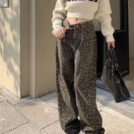 WW | Modische Leopardenmuster Jeans Für Damen