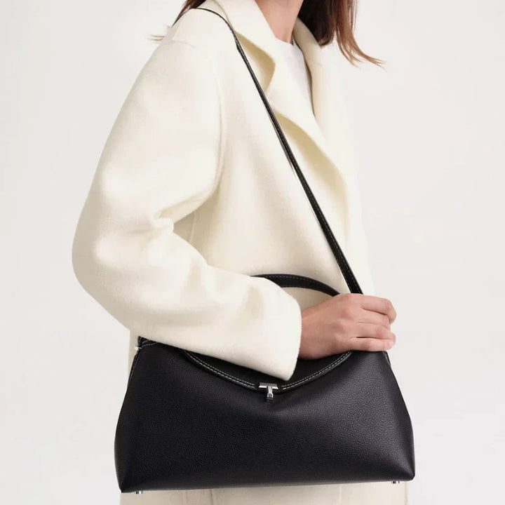 T-Lock-Handtasche mit Lederstruktur und zeitlosem Design
