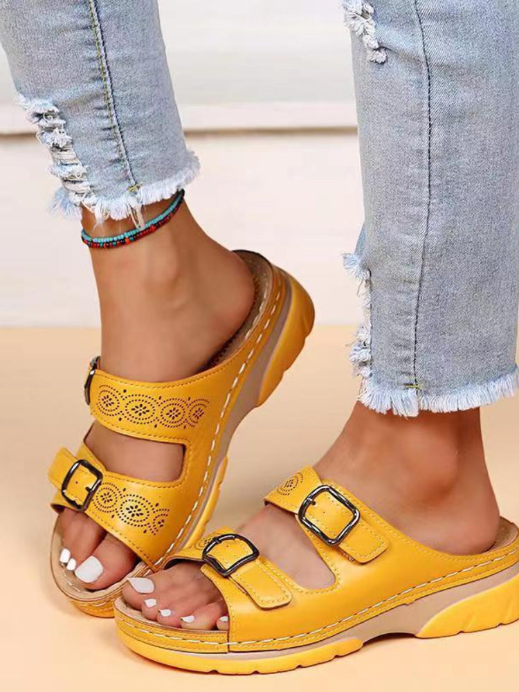 WW | Atmungsaktive Orthopädische Einstellbare Damen Ledersandalen