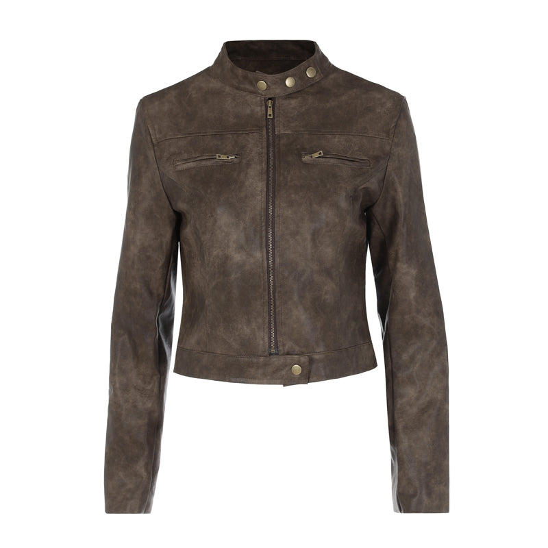 WW | Vintage Kunstlederjacke mit Reißverschlusstaschen