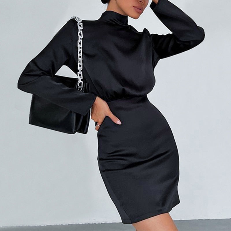 WW | Elegantes Rollkragenkleid mit Raffung
