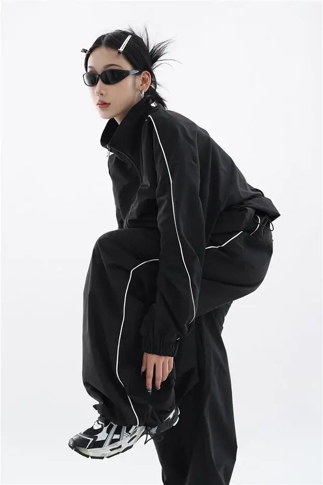 WW | Oversized Sportlich Schwarz Trainingsanzug