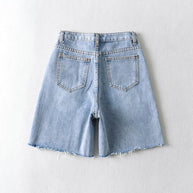 WW | Frauen Hohe Taille Breite Bein Denim Shorts Mädchen Sommer Mode Streetwear Lässig Einfarbig Weibliche Lockere Stretch Jeans