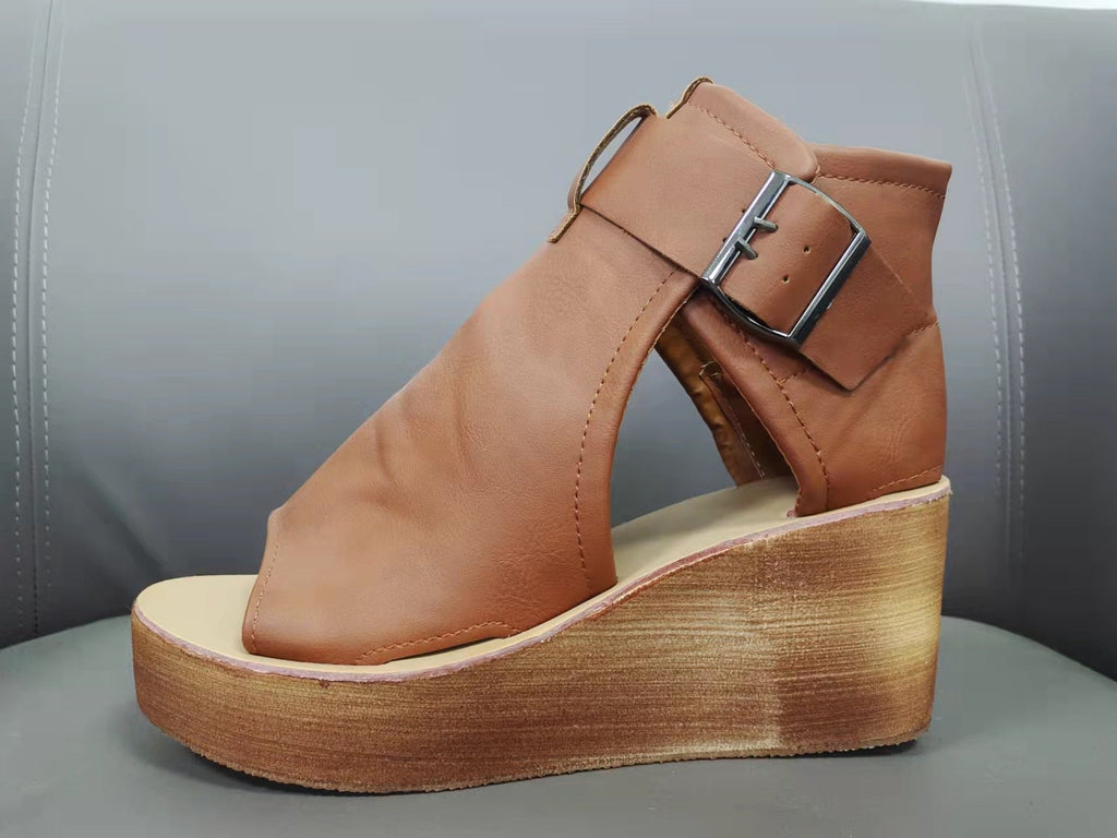 WW | PU-Fischmund Hohe Keil Sandalen
