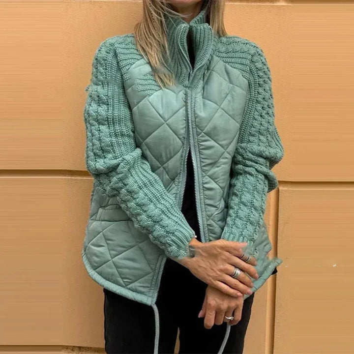 W&W Mode | Modische Steppjacke Mit Strickärmeln Für Frauen