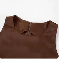 WW | Einfarbiges Satin Ärmelloses Maxikleid