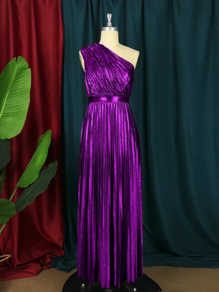 W&W Mode | Elegantes One Shoulder Abendkleid in Metallic Optik
