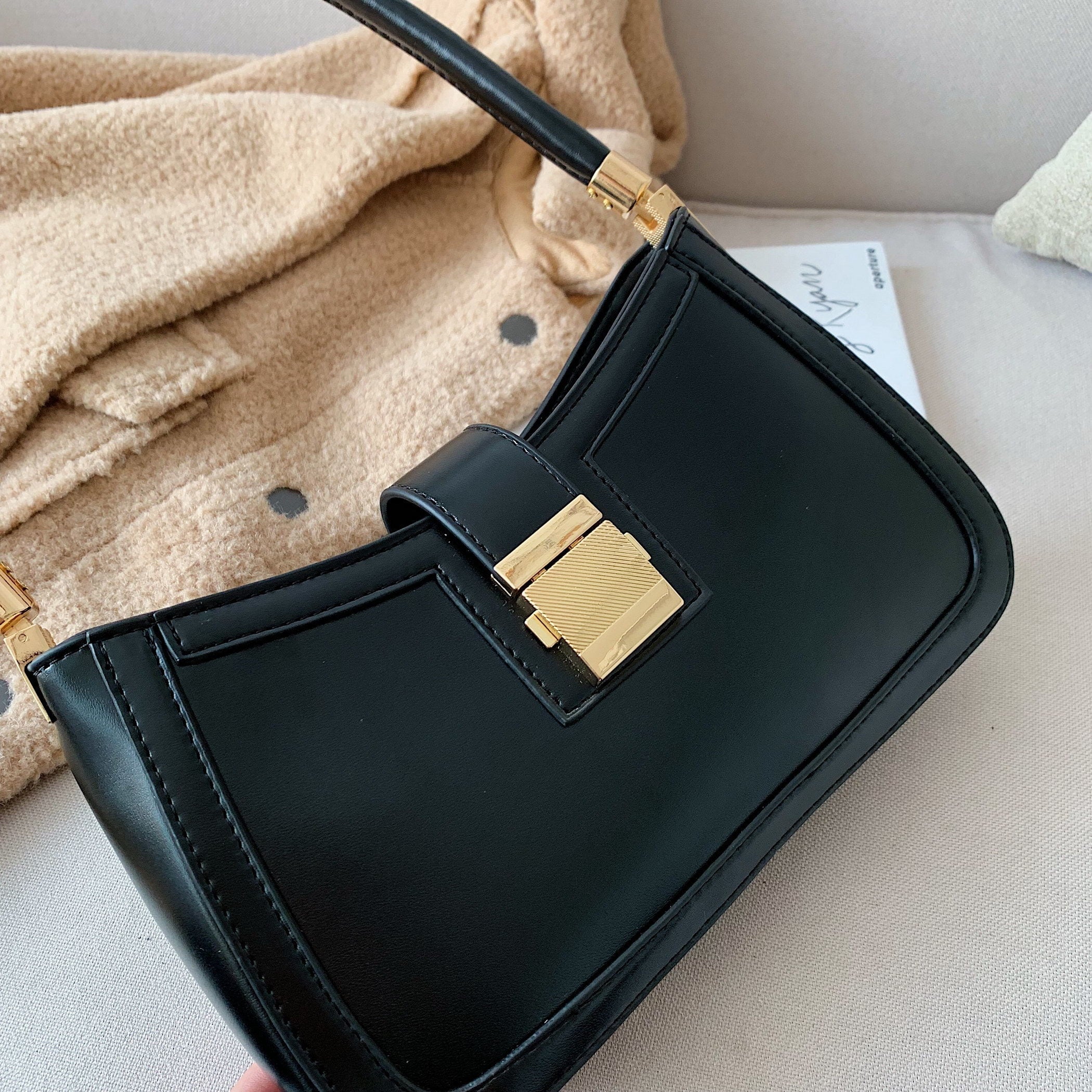 WW Stilvolle Linke Schultertasche | Damen Designer Handtasche mit Reißverschluss