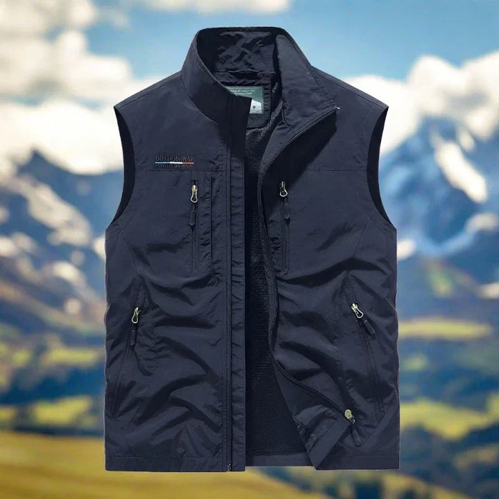 W&W Mode Herren Outdoor-Weste mit Reißverschluss und mehreren Taschen
