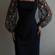 WW | Abend- Und Partykleid Mit Quadratischem Ausschnitt Und Langen Ärmeln