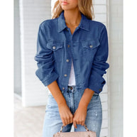 WW | Kurze Taschenjacke Mode Streetwear Einfache Knopf Trend Frauen Denim Jacken Lange Ärmel Herbst Neu Denim Denim Jacken