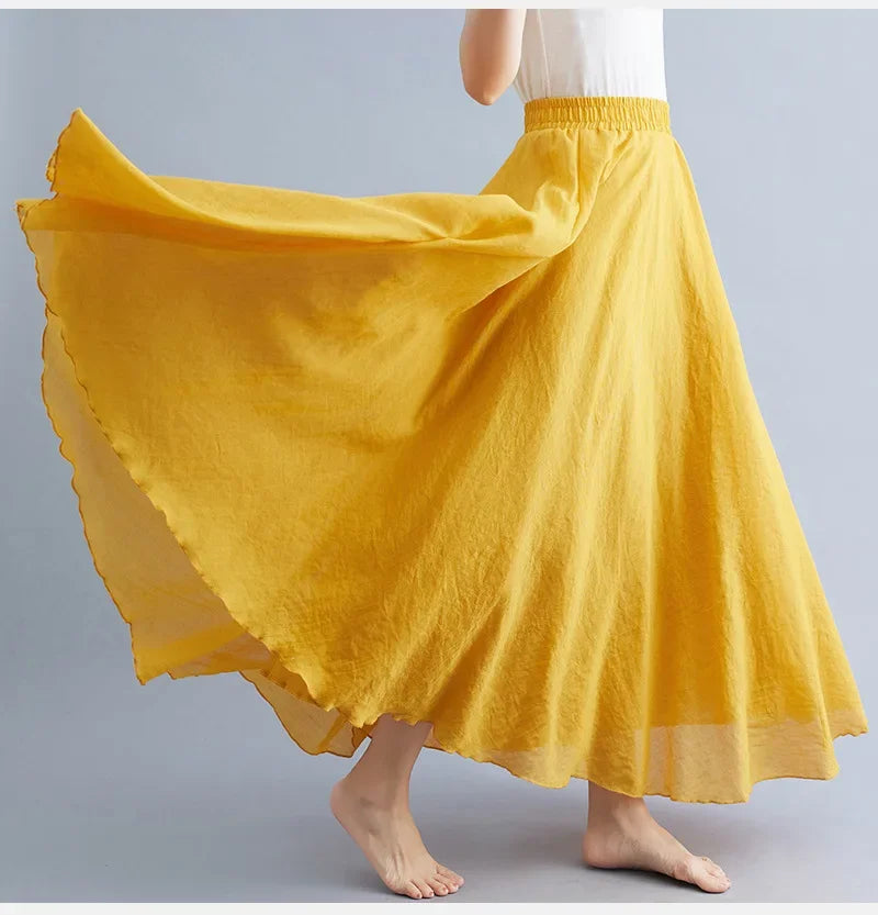 WW | Mode Baumwolle Leinen Kleidung Frauen Röcke Maxi Y2K Elegant Strand Saia Ropa Mujer Lässiges Kleid Boho Lange Röcke Faldas Harajuku