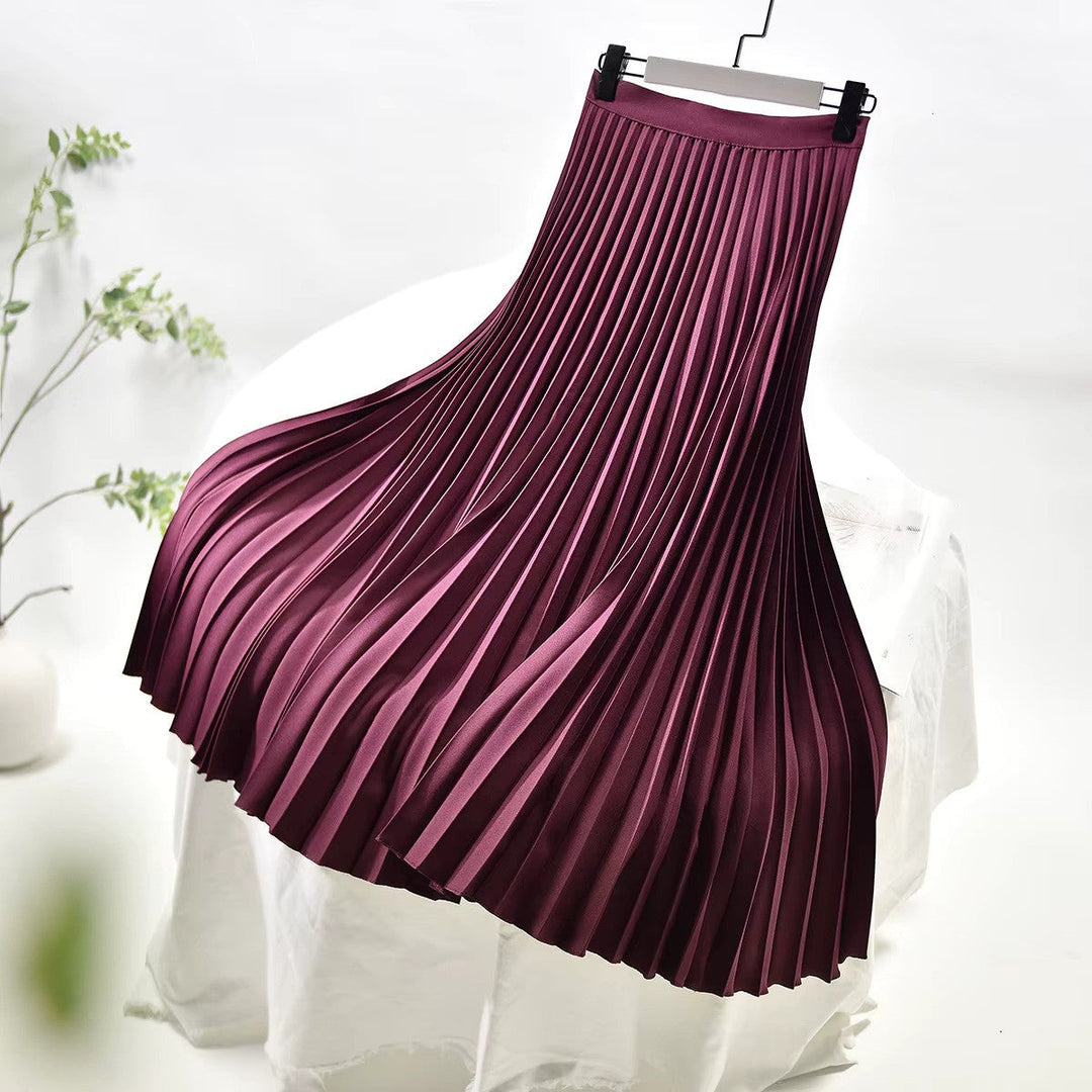 W&W Mode | Satin Plissee Rock Hohe Taille