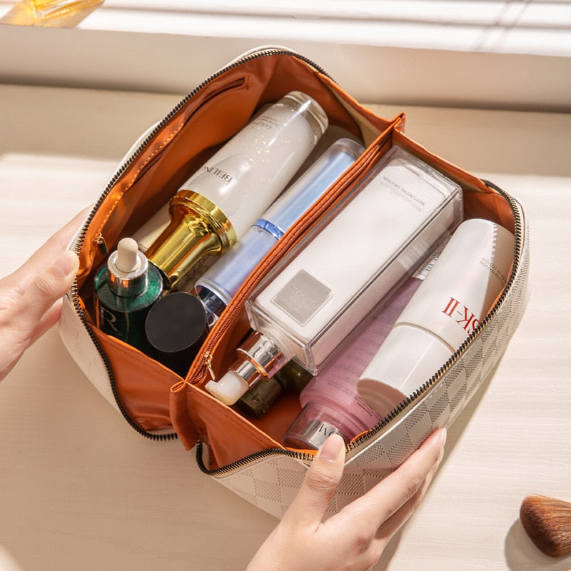 W&W Mode | Luxuriöse karierte Kosmetiktasche