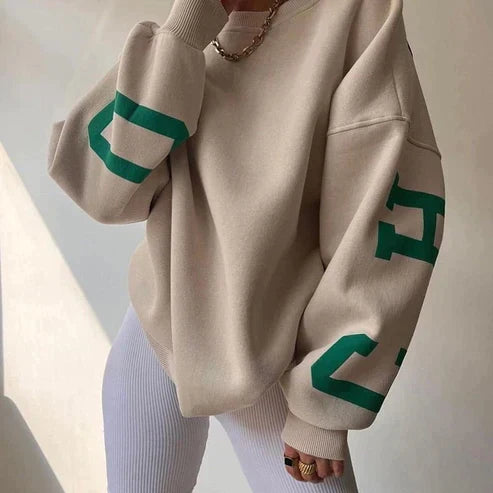 W&W Mode - Damen auffälliger übergroßer Grafik-Sweatshirt für street-smart Stil