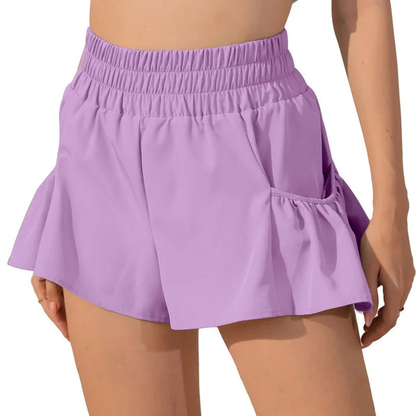 WW | Damen Sport Shorts Mit Rüschen Und Taschen