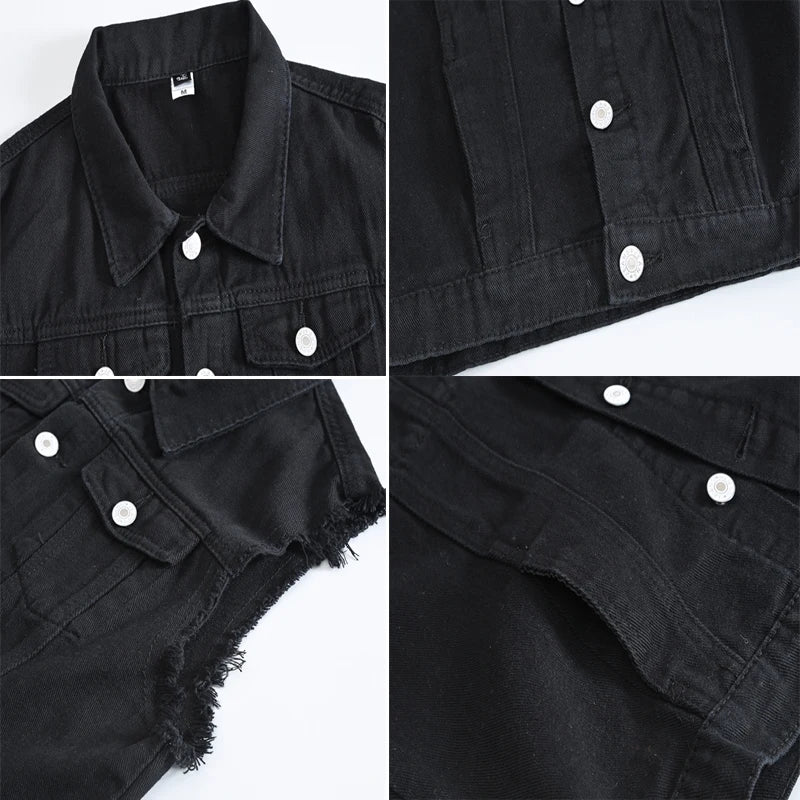 WW | Zerrissene Ärmellose Jeansjacke Für Männer