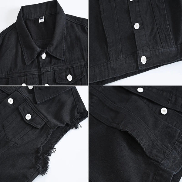 WW | Zerrissene Ärmellose Jeansjacke Für Männer