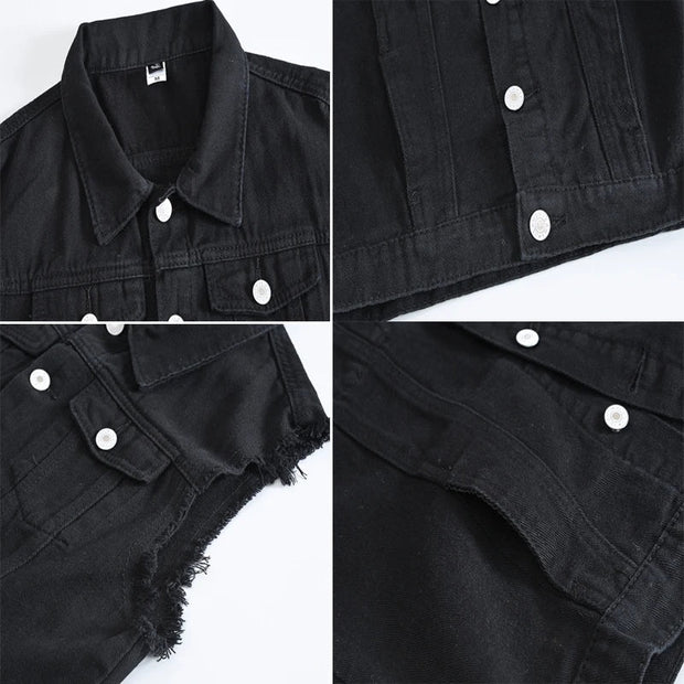 WW | Zerrissene Ärmellose Jeansjacke Für Männer