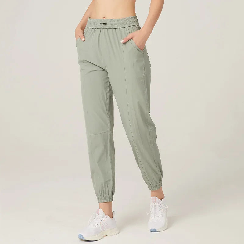 WW | Stoff Schnürsenkel Lauf Sport Joggers Frauen Schnell Trocknend Athletic Fitness Trainings Sweatpants mit Zwei Taschen Bewegung Hosen