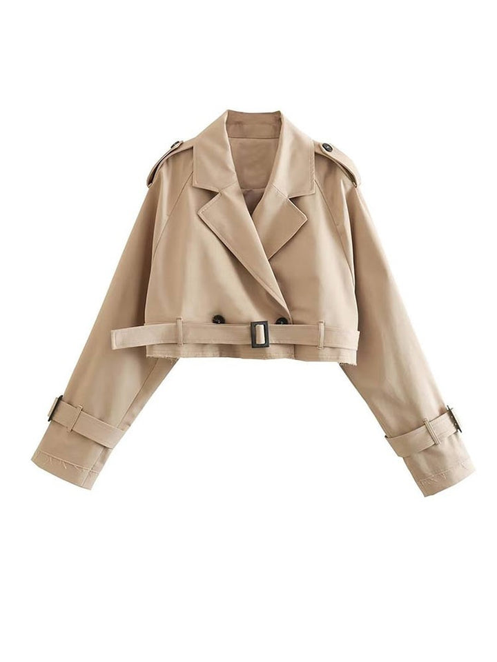 W&W Mode - Kurzer Trenchcoat Beige Für Stilvolle Auftritte
