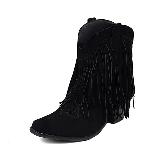 Damen-Cowboy-Stiefeletten mit Fransenquasten