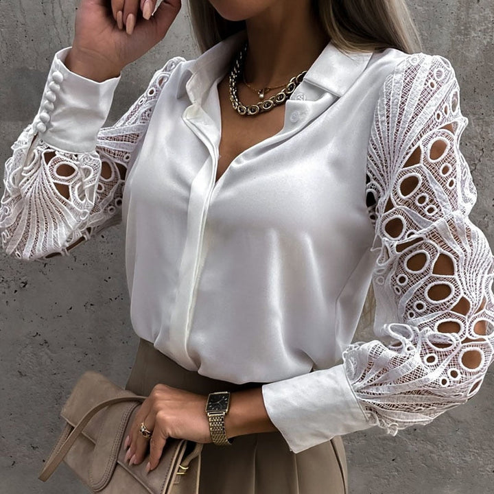 W&W Mode | Bluse Damen Spitze Langarm Bluse