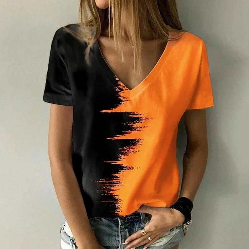 WW | T-Shirt mit V-Ausschnitt und Kurzen Ärmeln