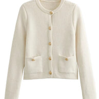 Strick-Cardigan mit Rundhalsausschnitt