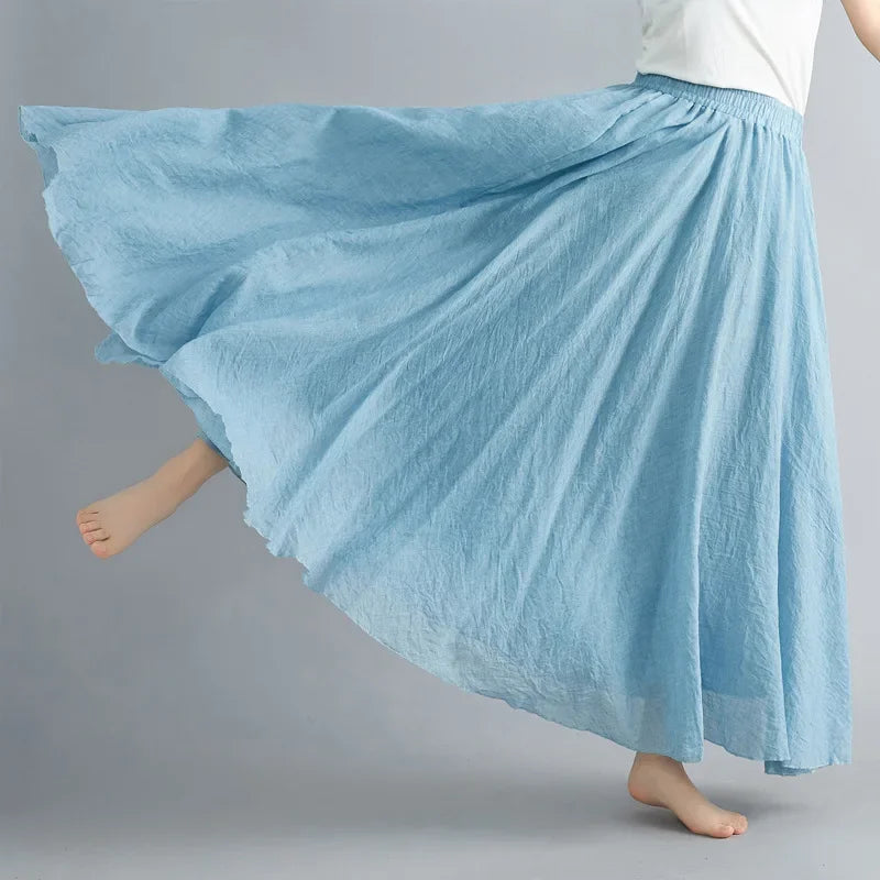 WW | Mode Baumwolle Leinen Kleidung Frauen Röcke Maxi Y2K Elegant Strand Saia Ropa Mujer Lässiges Kleid Boho Lange Röcke Faldas Harajuku